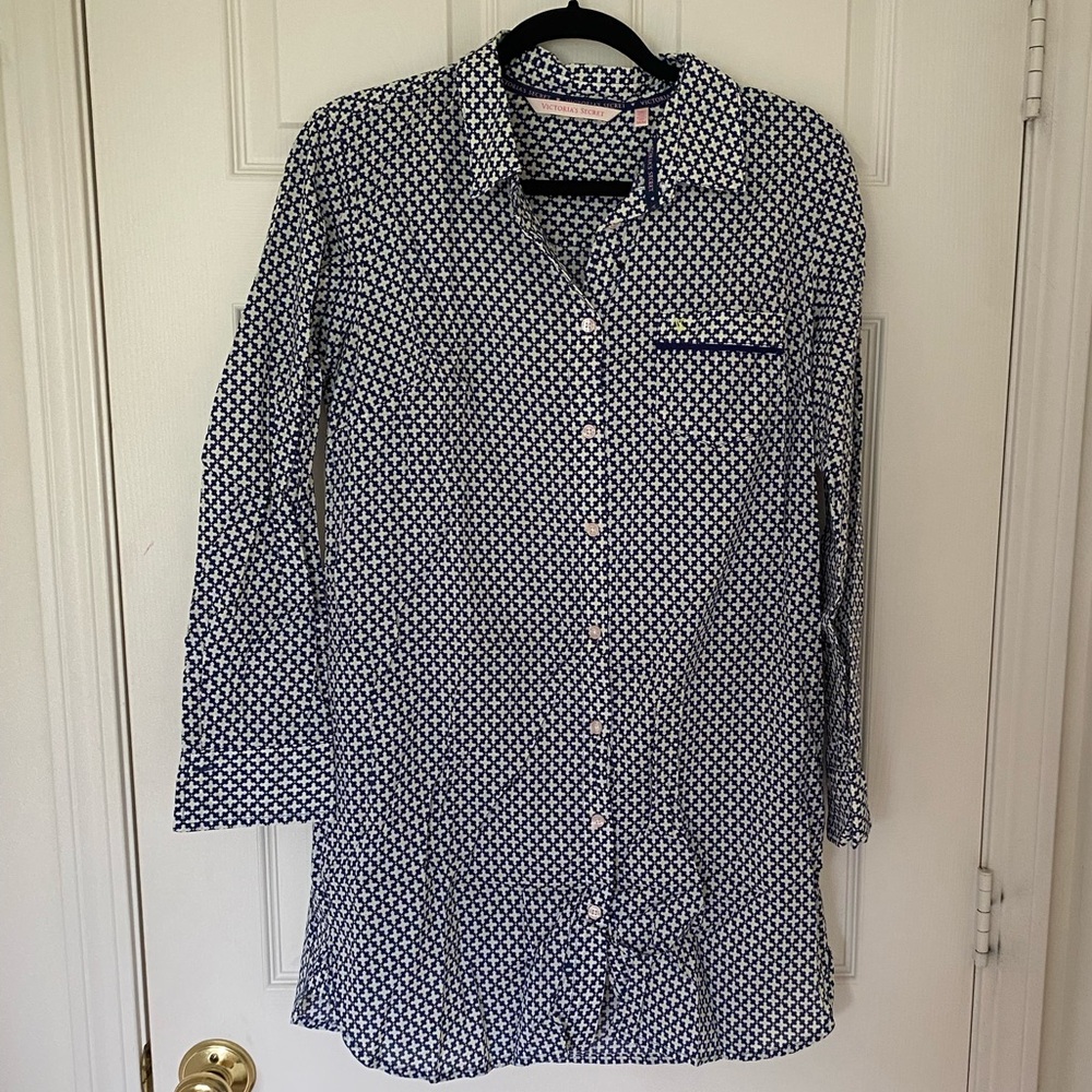 Victoria's Secret Navy & White Geometric Sleep-shirt